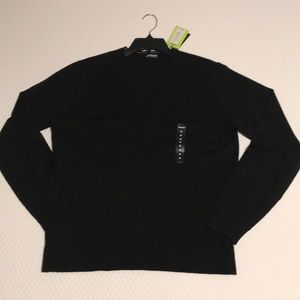 Black mens Murano V neck lightweight sweater